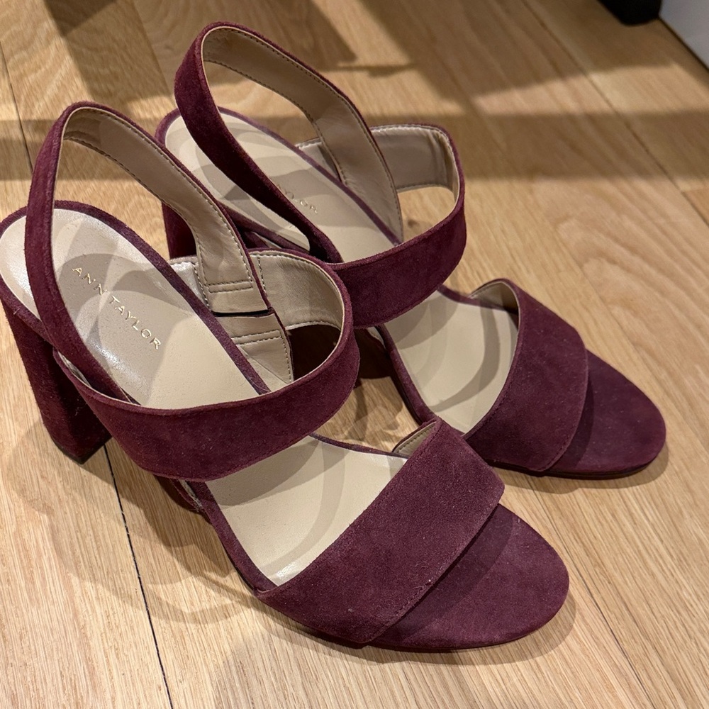 Ann Taylor Burgundy Strappy Heels